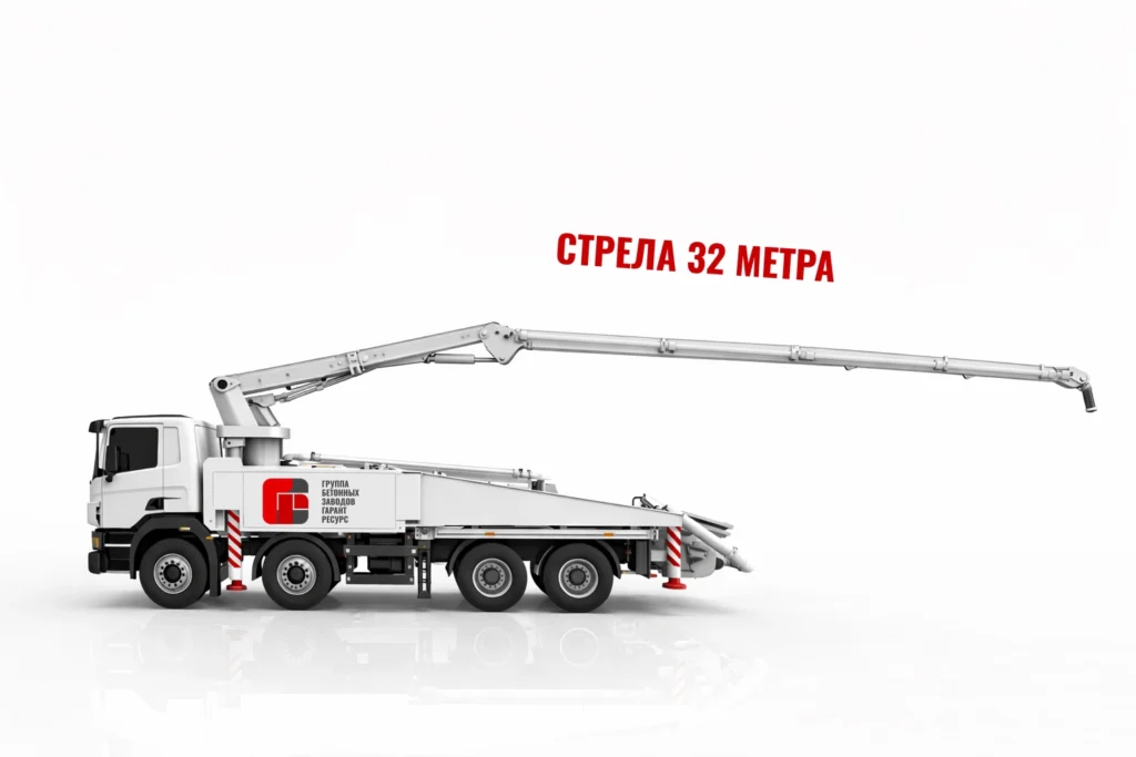 Автобетононасос со стрелой 32 м для подачи бетона в Кашире и области